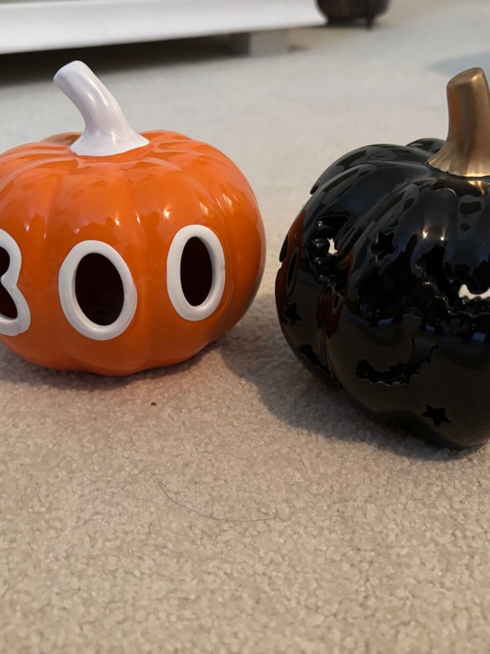 NWOT! Target Ceramic Light Up 'Boo' & Bat Pumpkins (SET OF 2!)